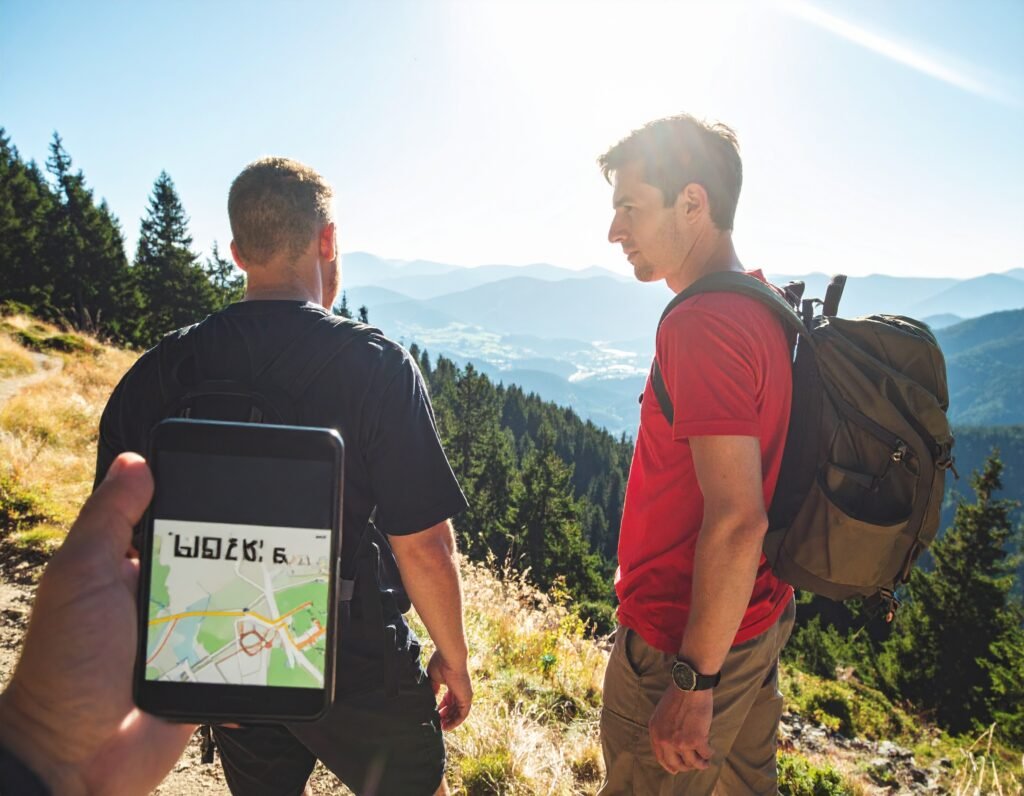 firefly a realistic editorial style photograph of two hikers standing next to each other 177457